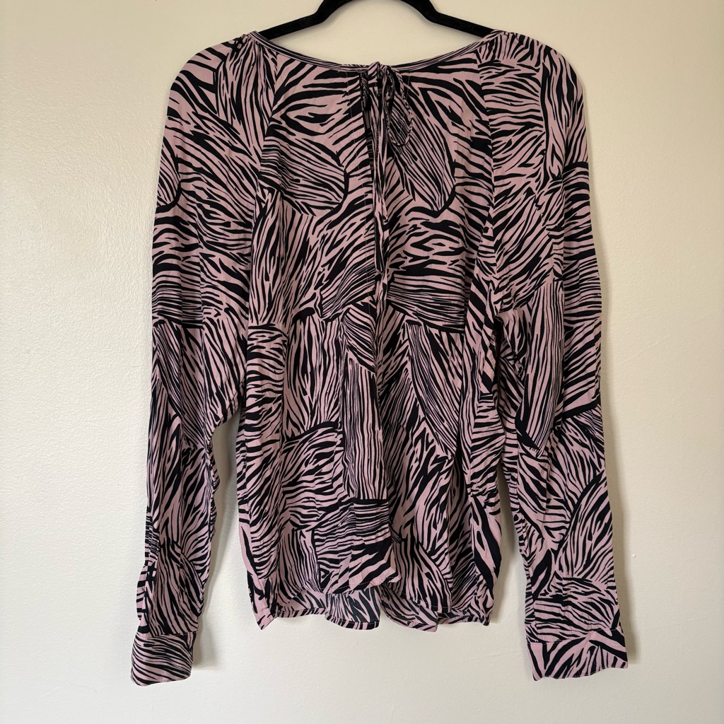 Karen Kane Pink And Black Zebra-Print Long Sleeve Size Medium